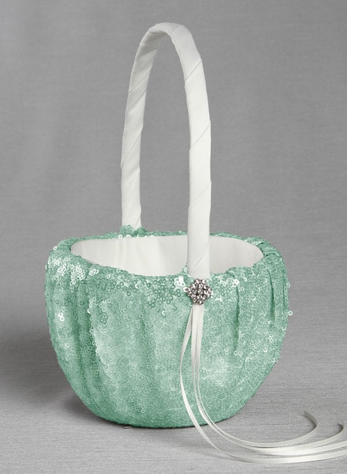 Elsa Matte Sequin Flower Girl Basket