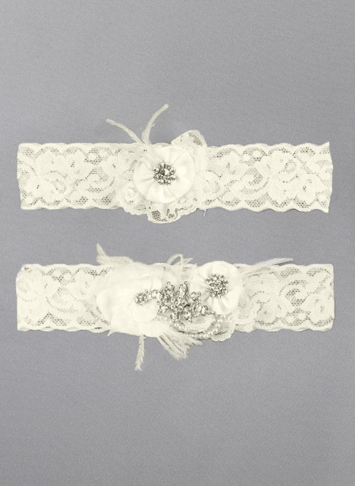 Rhinestone Pearl Garter Set