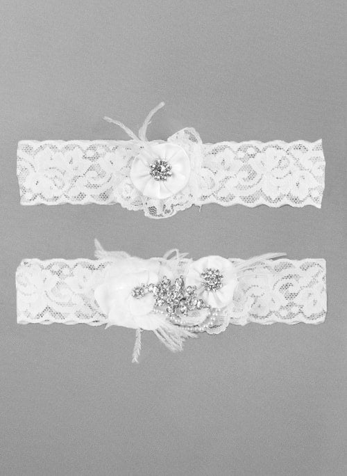 Rhinestone Pearl Garter Set