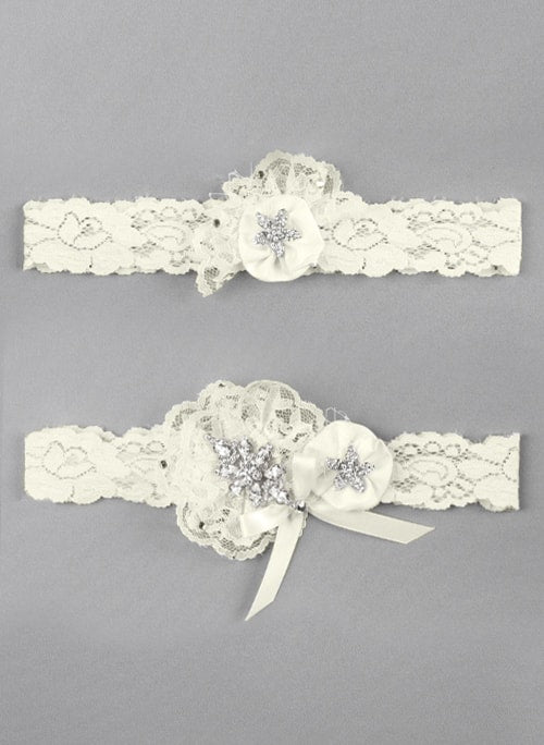 Scattered Rhinestone Garter Set