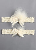 Feather Brooch Garter Set