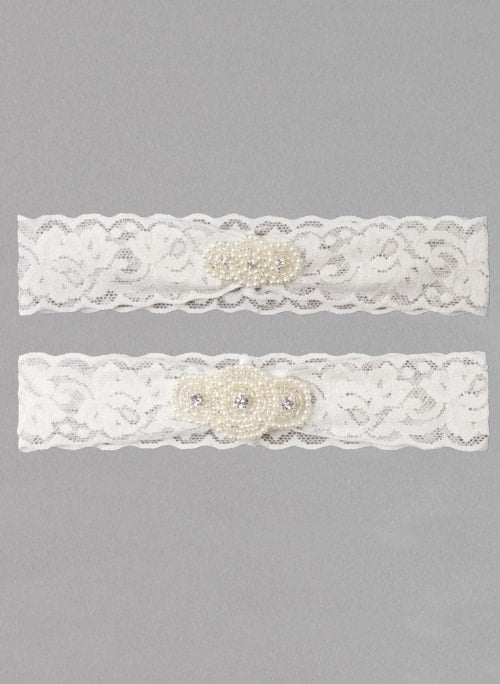 Pearl Applique Garter Set