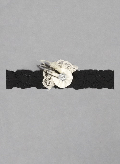 Black Lace Pearl Single Garter