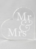 Mr & Mrs Acrylic Heart Cake Top