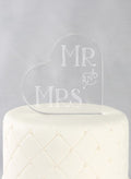 Mr & Mrs Acrylic Heart Cake Top