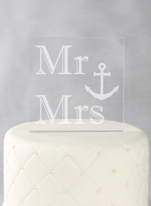 Mr & Mrs Acrylic Square Cake Top