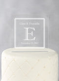 Double Line Border Acrylic Square Cake Top