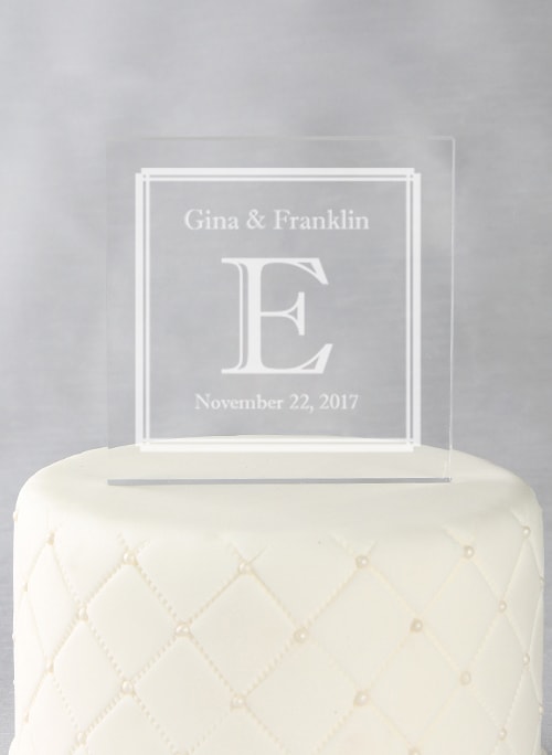 Double Line Border Acrylic Square Cake Top