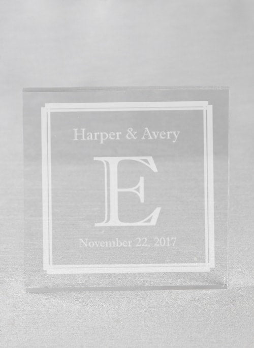 Double Line Border Acrylic Square Cake Top