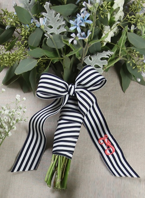 Grosgrain Stripe Bouquet Wrap with Tails