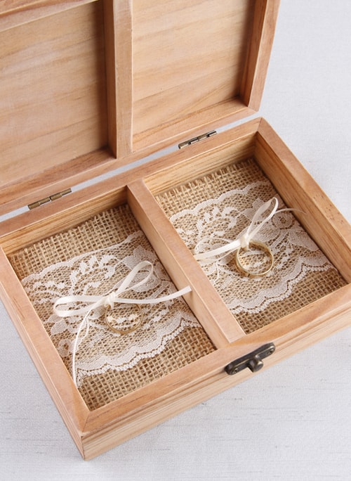 Burlap and Lace Ring Bearer Box Inserts
