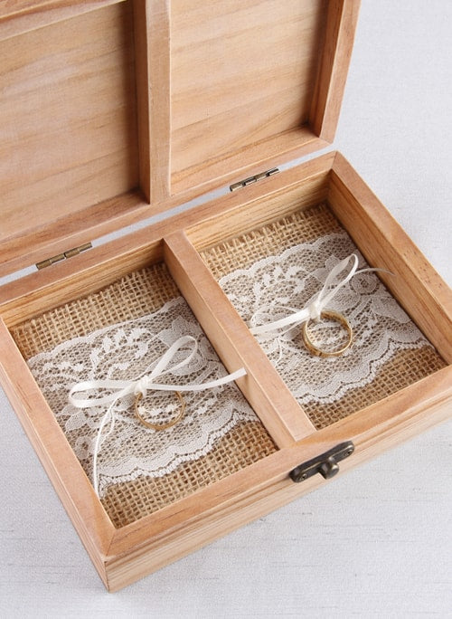 Burlap and Lace Ring Bearer Box Inserts