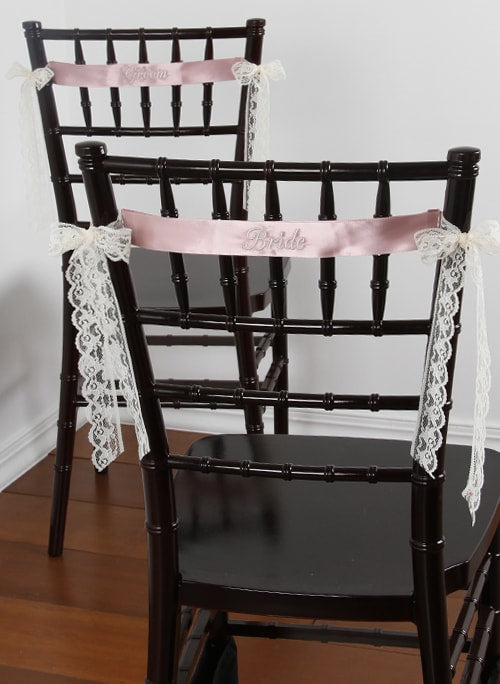 Satin Embroidered Chair Sash