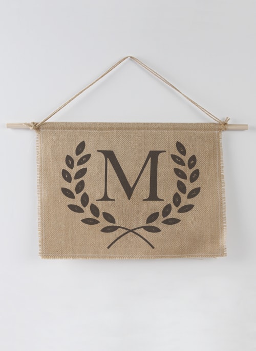 Single Initial Burlap Sign