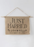 Just Married Burlap Sign