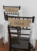 Bride and Groom Burlap Chair Sashes
