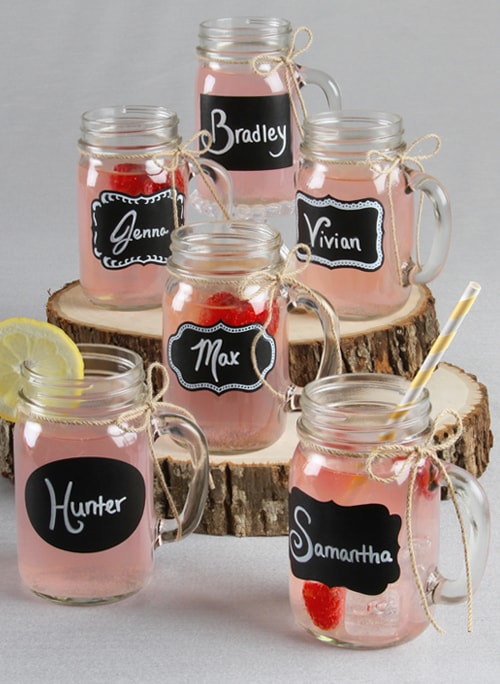 Mason Jar Mug Kit w/Chalkboard stickers 12 pk