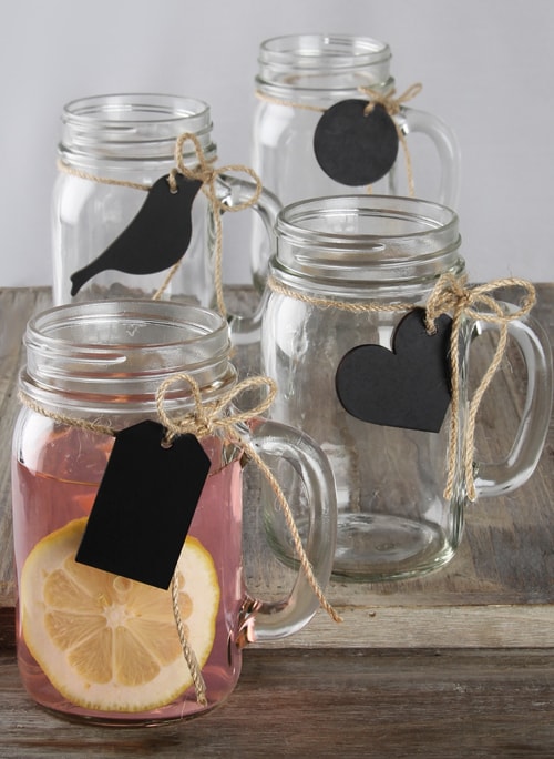 Chalkboard Tag Mason Jars w/Jute  - Set of 12