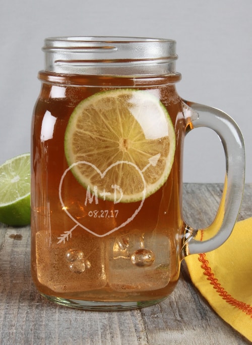 Heart & Initials Mason Jar Mug