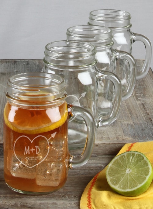 Heart & Initials Mason Jar Mug