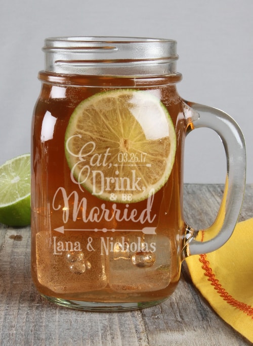 Eat, Drink and Be Married Mason Jar