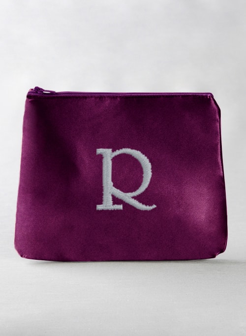Initial Embroidered Cosmetic Bag