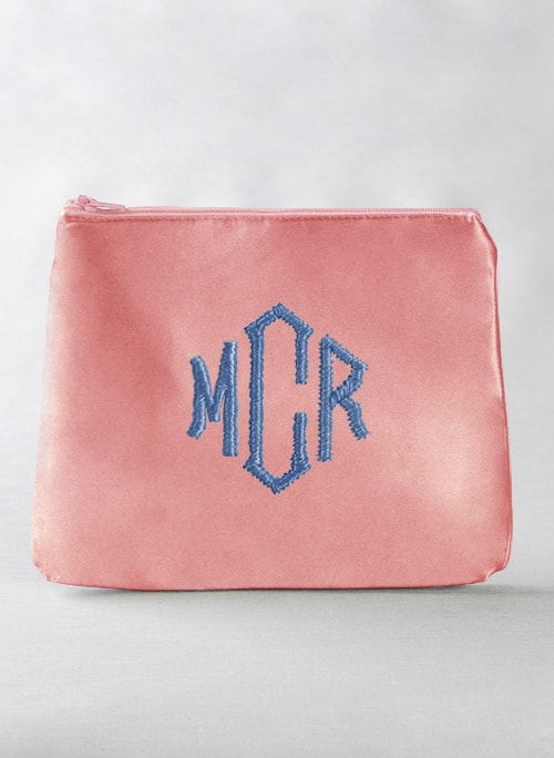 Monogram Embroidered Cosmetic Bag
