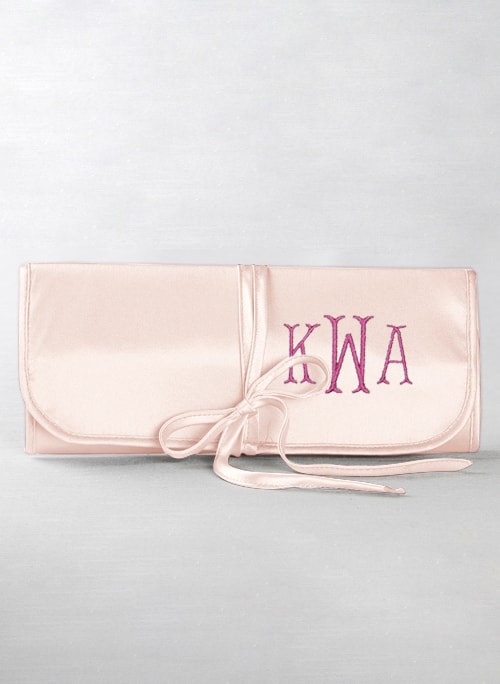 Monogram Embroidered Jewelry Roll