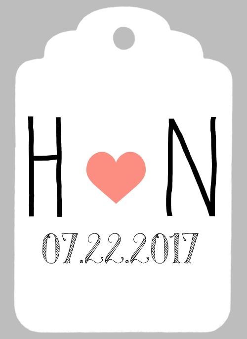 Initials & Date Favor Tag
