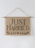 Just Married Burlap Sign