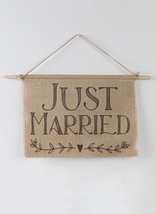 Just Married Burlap Sign