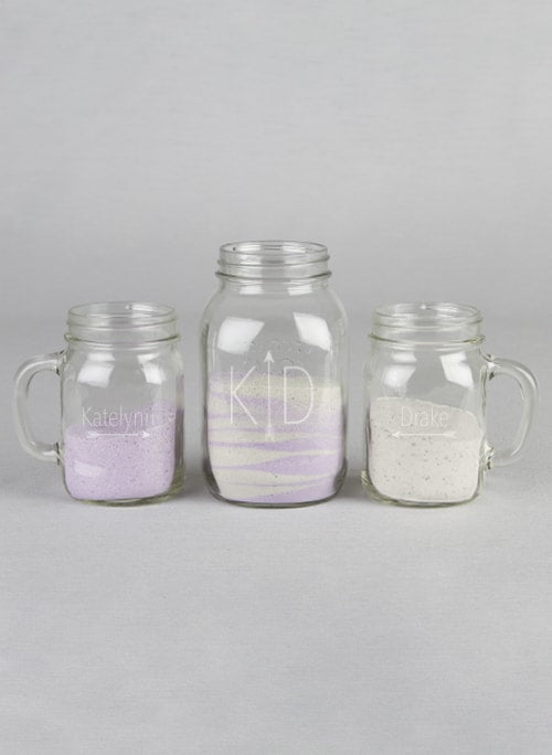Initials w/Arrow Mason Jar Mug Sand Ceremony