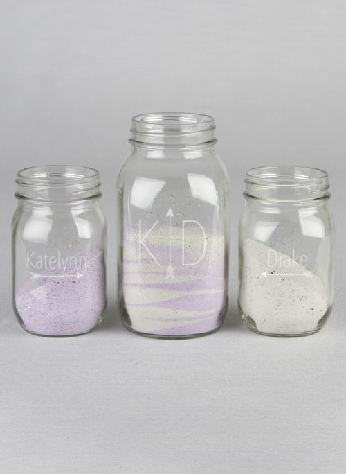 Initials w/Arrow Mason Jars Set