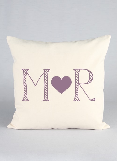 Initials & Heart Canvas Decor Pillow