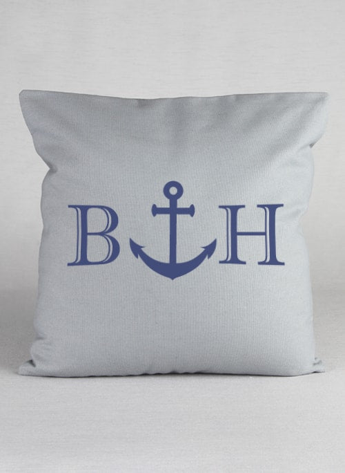 Initials & Anchor Canvas Decor Pillow