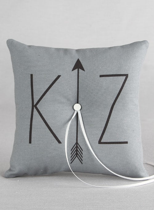 Initials & Arrow Canvas Ring Pillow