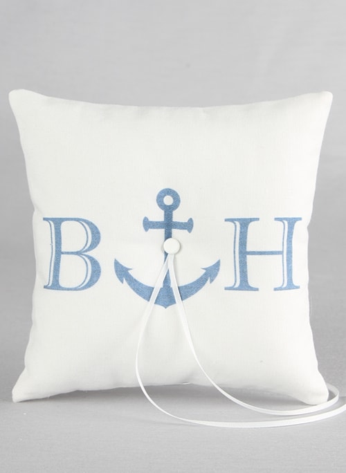 Initials & Anchor Canvas Ring Pillow