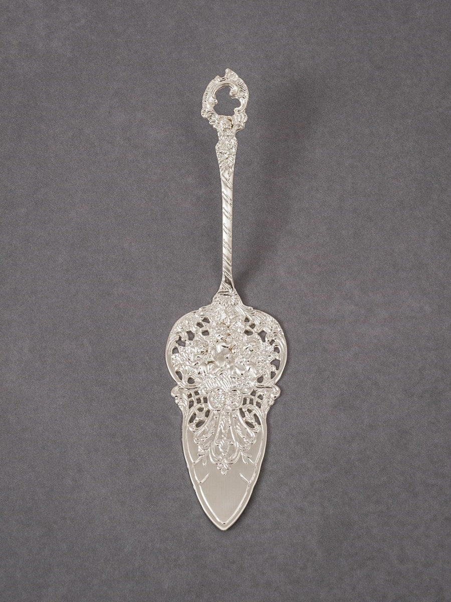 Ornate Petite Server, Brushed Silver