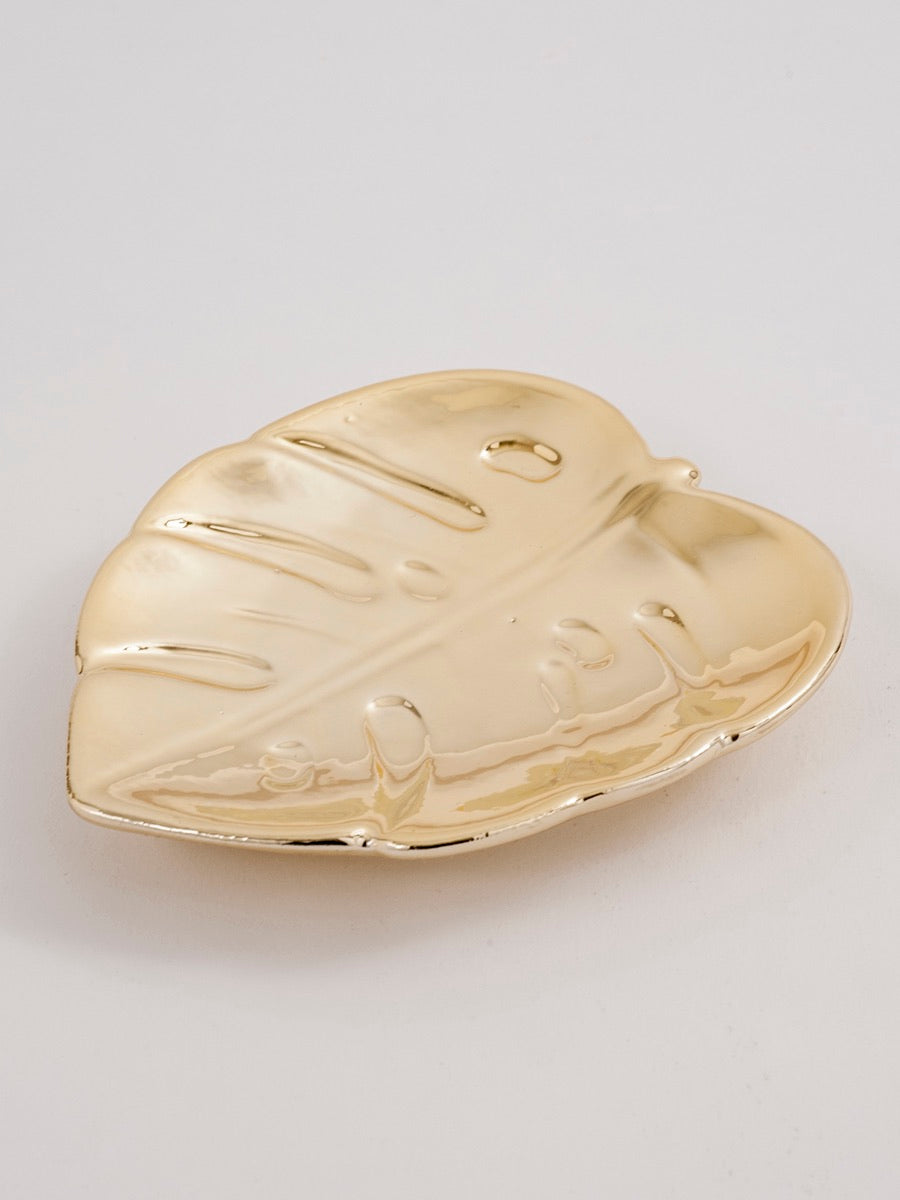 Leaf Metallic Trinket Dish