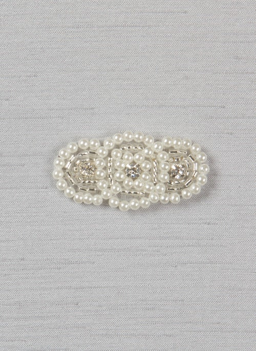 Pearl rhinestone beaded applique, small