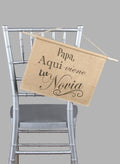 Personalized Aqui viene la Novia Burlap Sign