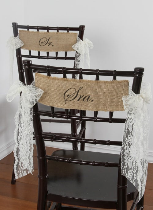 Sr. and Sra. Burlap Chair Sashes