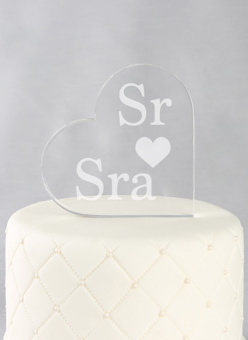 Sr. & Sra. Acrylic Heart Cake Top