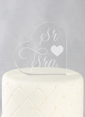 Sr. & Sra. Acrylic Heart Cake Top