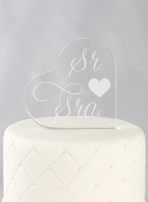Sr. & Sra. Acrylic Heart Cake Top