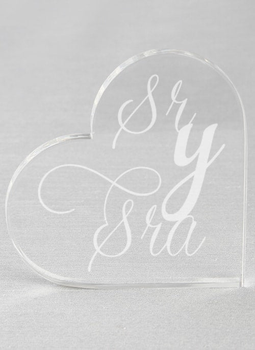 Sr. & Sra. Acrylic Heart Cake Top
