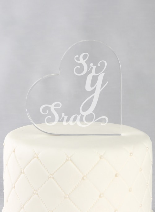 Sr. & Sra. Acrylic Heart Cake Top