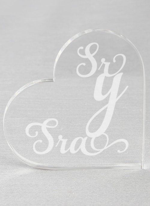 Sr. & Sra. Acrylic Heart Cake Top