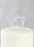 Novia & Novio Acrylic Heart Cake Top