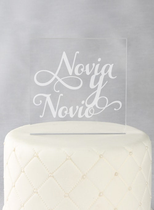 Novia & Novio Acrylic Square Cake Top